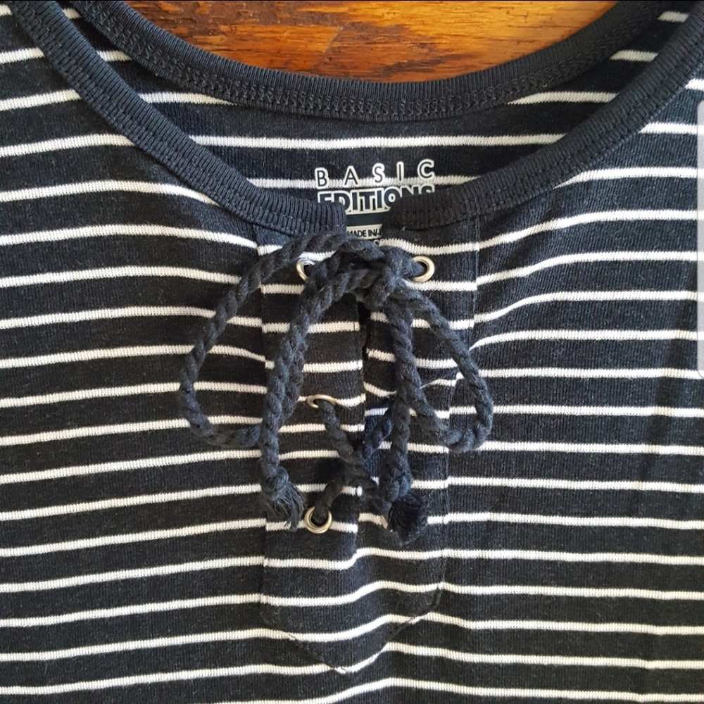 SOLD. Basic Editions |Black White Stripe Tank - Picture 3 of 4